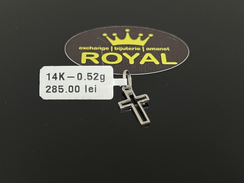 Bijuteria Royal CB : Pandant cruce aur alb 14k   0,52 grame