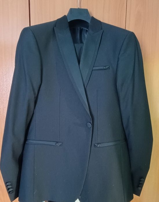 Costum negru bărbați 80% lână