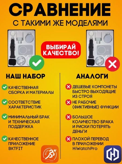 Смарт часы в наборе "6 в 1" для IPhone и Android