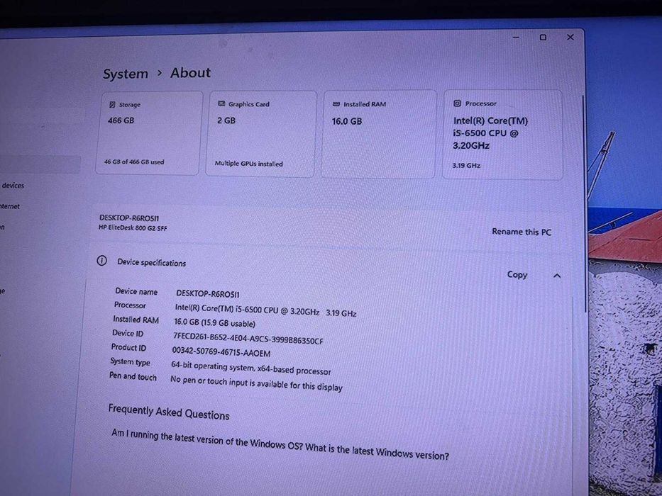 Sistem Gaming PC HP EliteDesk 800 G2 SFF-16Gb ram-nVidia-video chat-