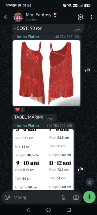 Costum/salopeta  dans/gimnastică  9-10 ani