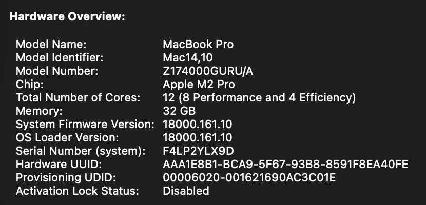 MacBook PRO M2 PRO 16 Inch 32/512