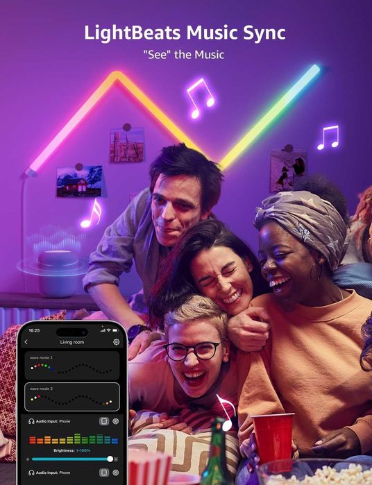 Интелигентна стенна лампа Lepro WL1, синхронизация, 6 бр. с 2 ъгъла
