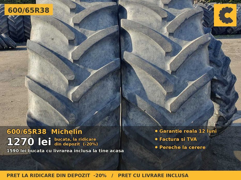 Cauciucuri Anvelope 600/65R38 600 65 R38 6006538 600 65R38 Michelin Tractor Utilaje Agricole Radial SH Second Hand LIVRARE Garantie 1 An Factura