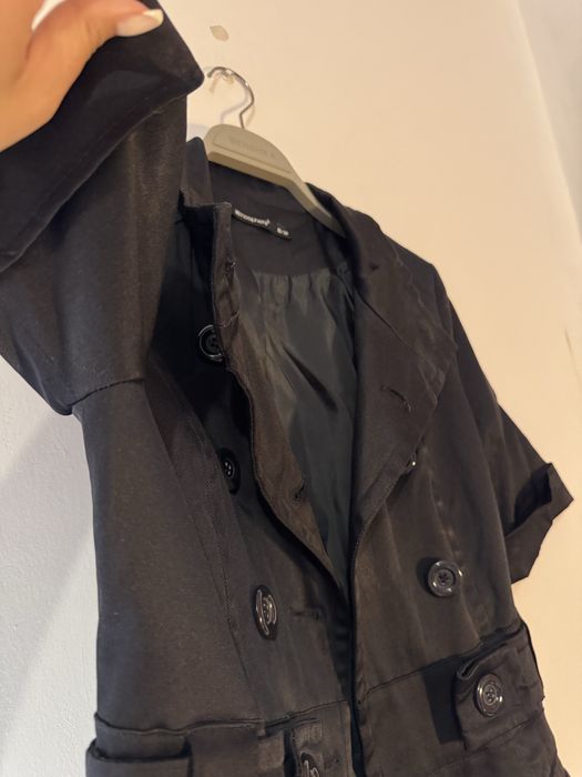 Trench cu mânecă scurtă, pentru toamnă,elegant,bleumarin,Atmosphere,38