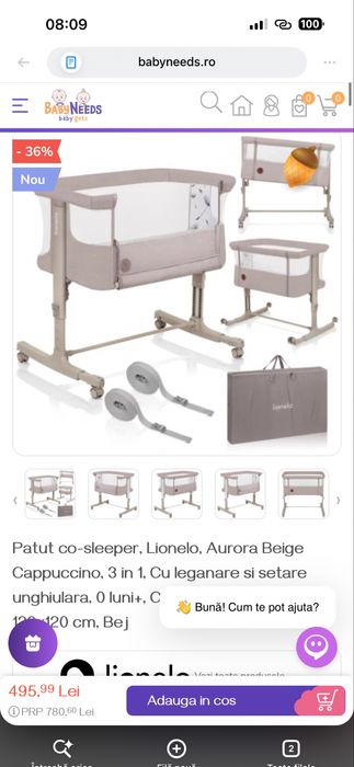 Patut co-sleeper Lionelo Aurora, Nou