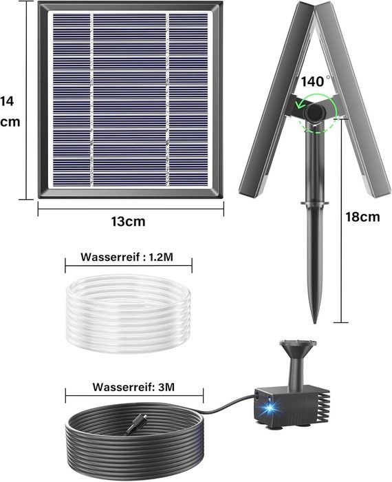 НОВ! Соларен фонтан Biling 2.5W – с филтър и 6 дюзи