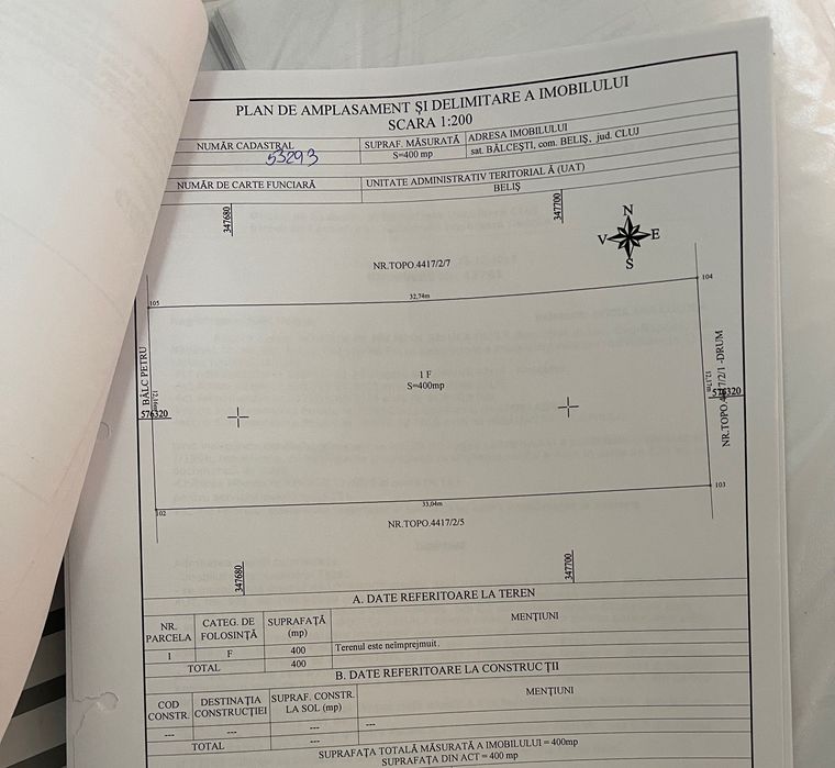 Vând teren 900 mp intravilan, Bălcești, com Beliș – 60 km Cluj-Napoca