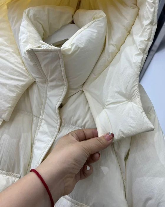 Тёплая женская зимняя пуховик-парка, цвет молочный