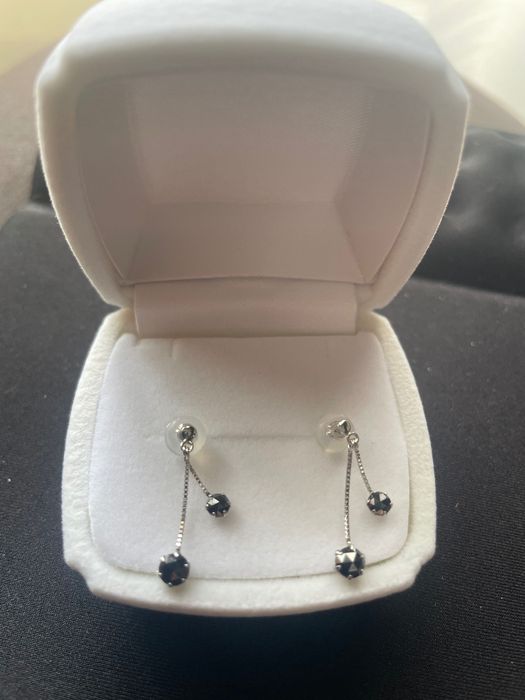 Cercei din Platina cu diamante negre naturale