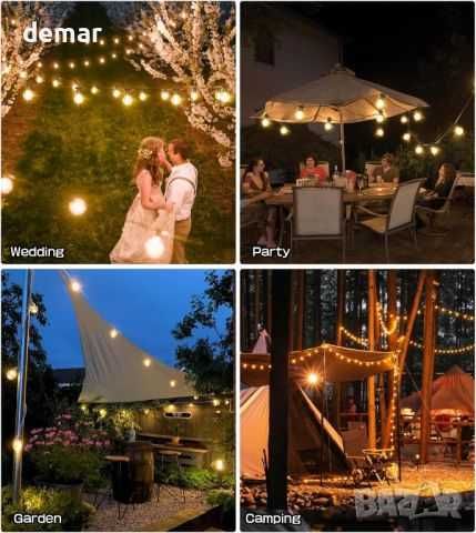 Външни светлини електрически 5/6.5 метра, 10 броя нечупливи крушки