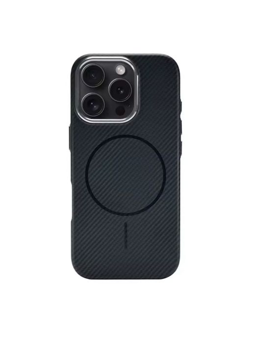 Iphone 15 PRO 15 PRO MAX 16 PRO 16 PRO MAX Husa Carbon Mag Ring Neagra