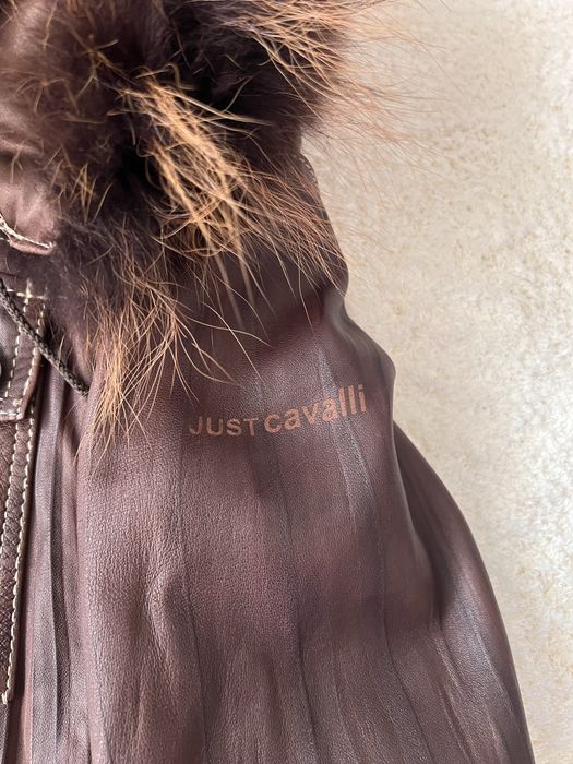 Яке Just Cavalli от естествена кожа и естествен косъм