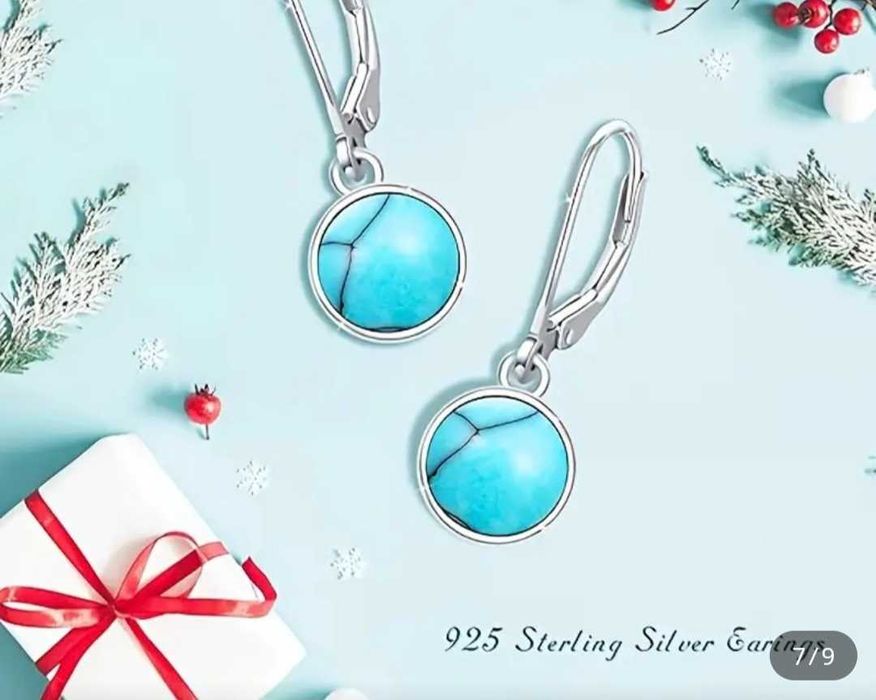 Сребърни обеци тюркоаз
