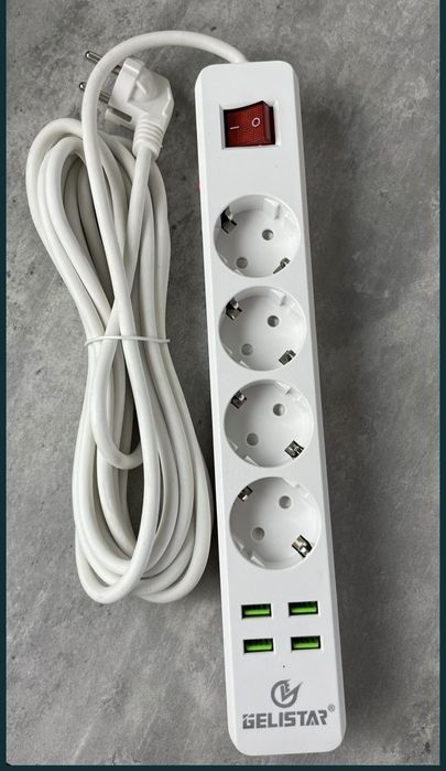Сетевой фильтр 4 гнездо USB