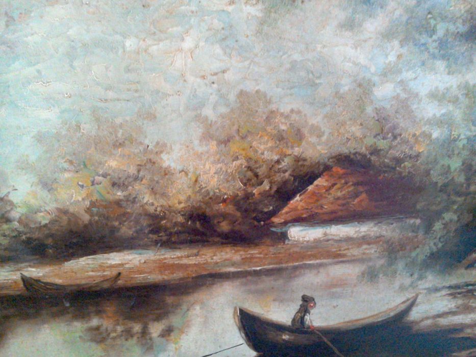 Tablou pictură veche semnata - I. M. Vălsan - ulei/carton