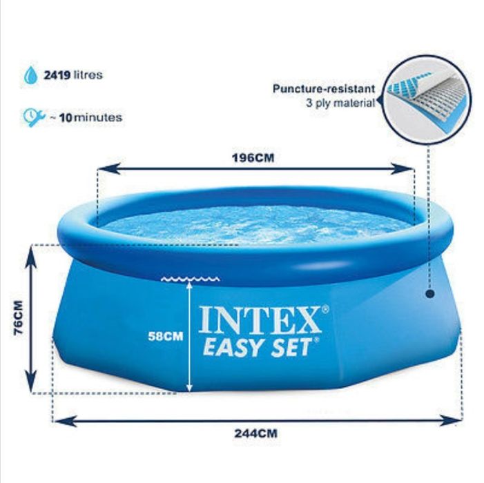 Надувной бассейн INTEX (244х76) 2420 литров