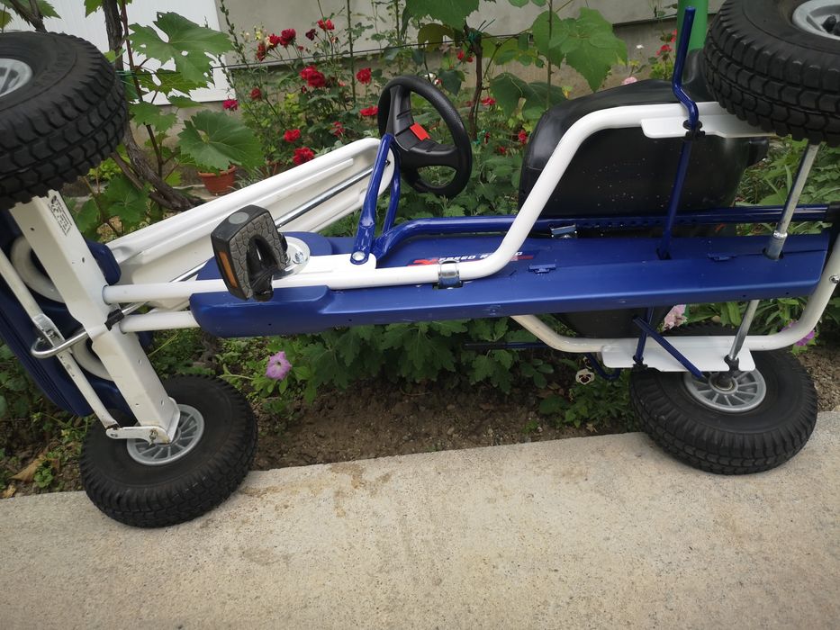 Cart/Kart cu pedale pentru copii PUKY F600 L 5-10 ani alb/albastru