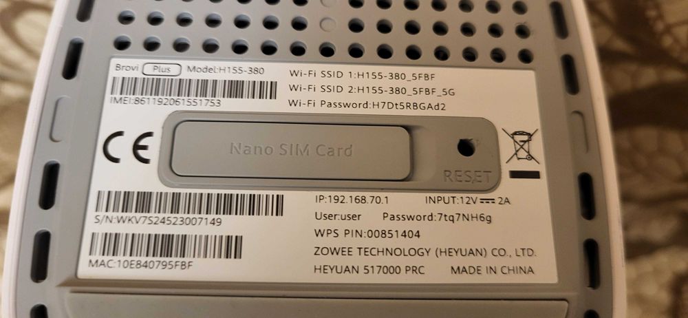 Huawei H155-380 5G Router WiFi 6 fuctional blocat in retea Danemarca