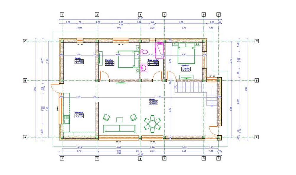 Casa individuala 155 mp proiect UNIC