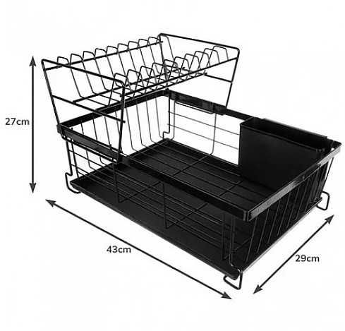 Луксозен черен неръждаем сушилник за посуда и чиниий