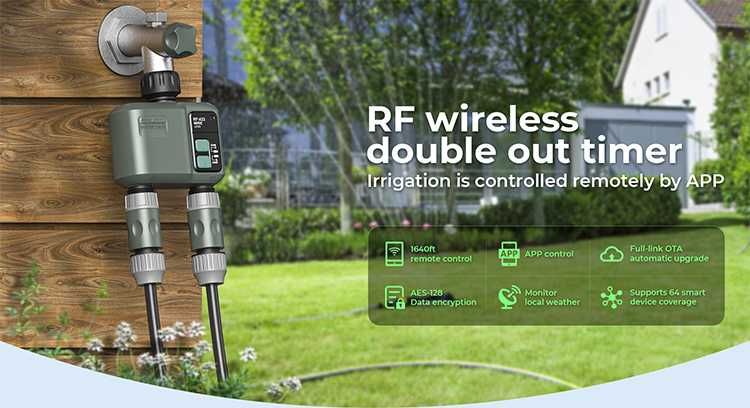 Умный WiFi таймер полива на 2 зоны + Беспроводной шлюз в комплекте