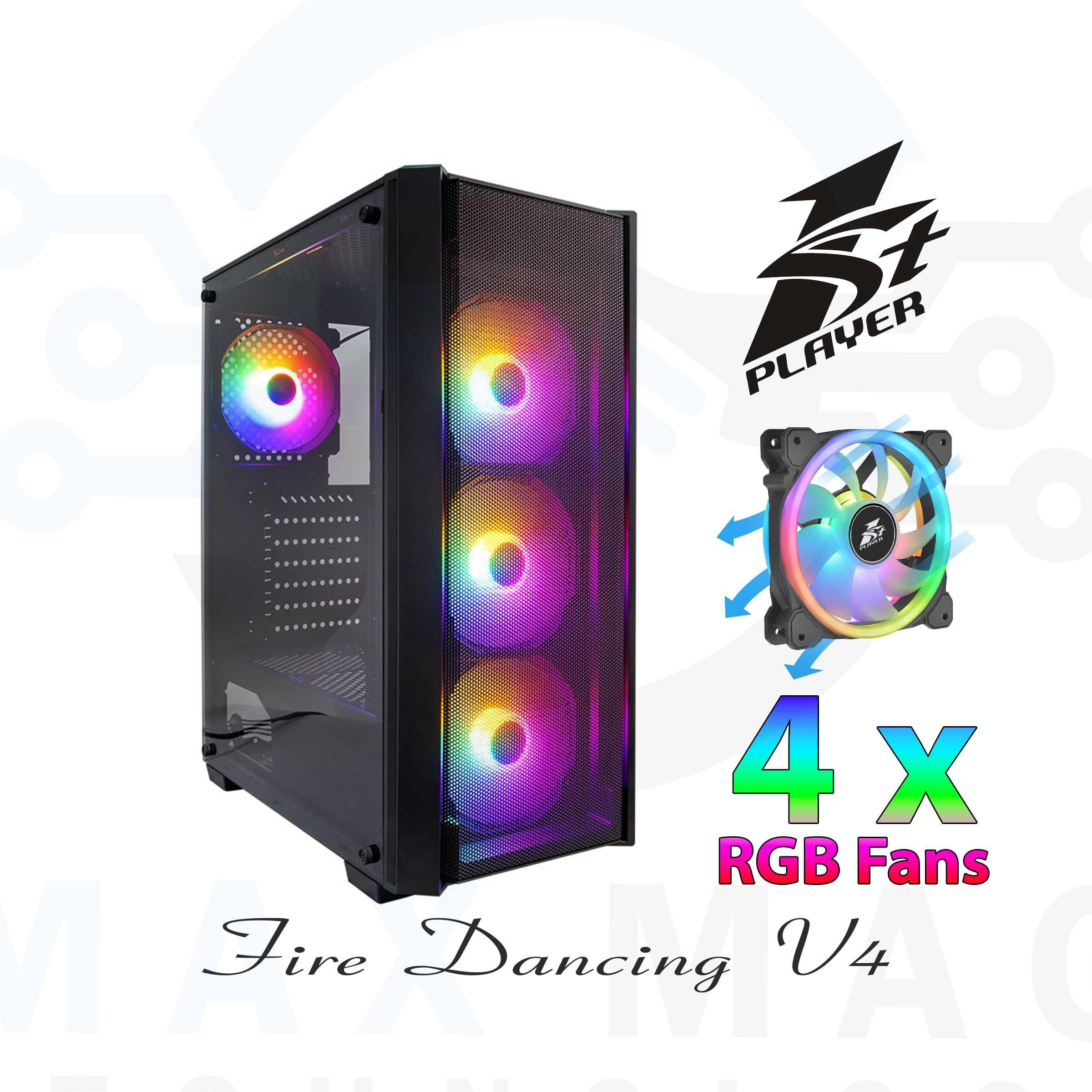 1stPlayer Кутия Case ATX - Fire Dancing V4 RGB - 4 fans included гр ...