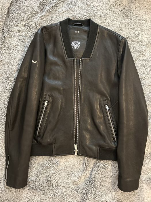 Geaca din piele bomber Superdry