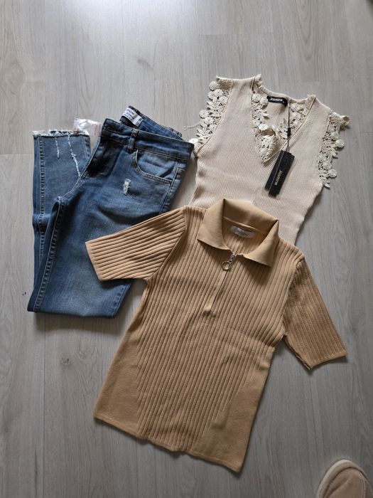 Лот от дънки и две блузки хс