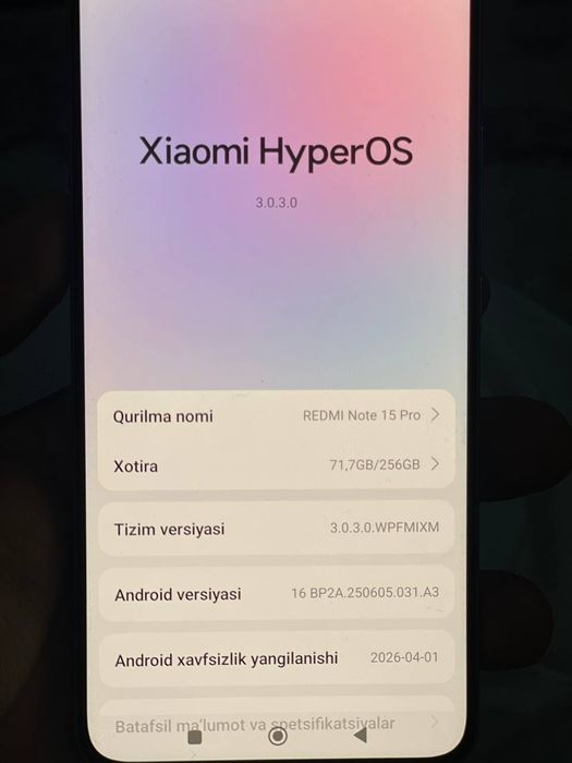 Redmi note 15 Pro holati yaxshi olinganiga bir oy boʻldi