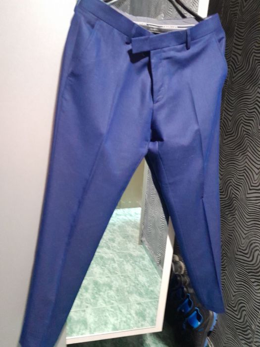 Костюм и панталон Teodor син с, риза, колан, вратовръзка