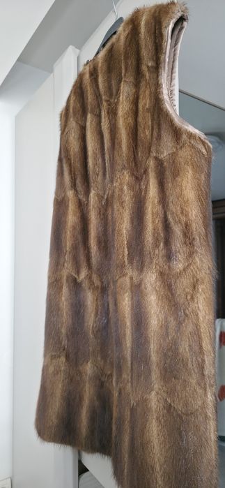 Дълъг дамски елек естествен косъм ХХL размер