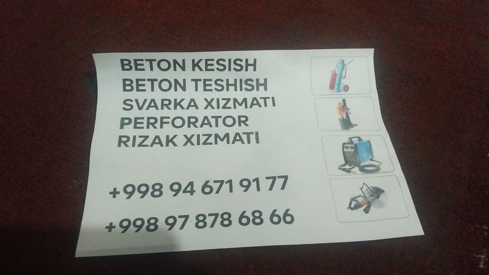 Bitoʻn kesish biton tashish svarka hizmati perfaratr va rizak xizmatla