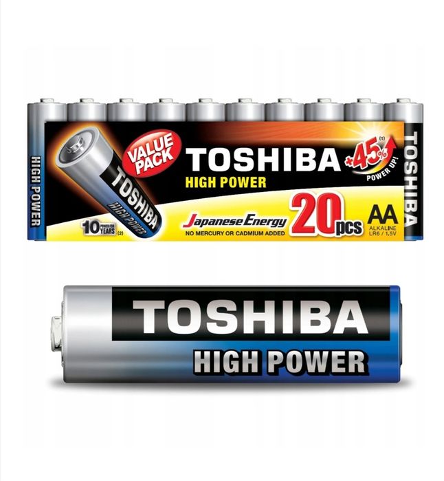 20x Алкални Батерии TOSHIBA HIGH POWER LR6, AA 1.5V