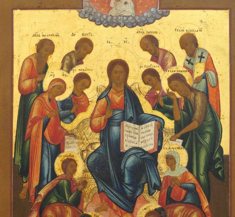 Icoană pe lemn „Marea Deisis”, școală rusească, jumătatea sec. XIX