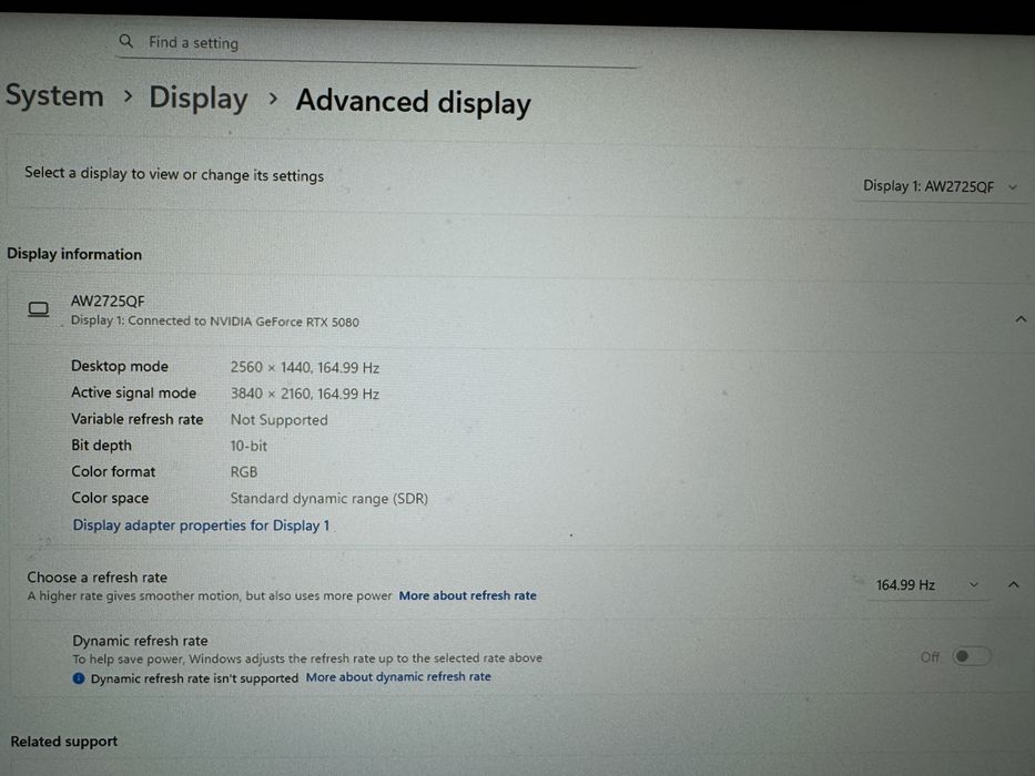 Monitor Alienware 360hz/180Hz Dual Resolution