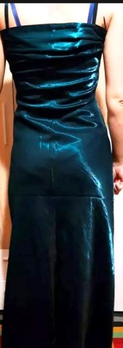 Rochie lungă de ocazie, verde inchis, mătase, mărimea S, 70 lei