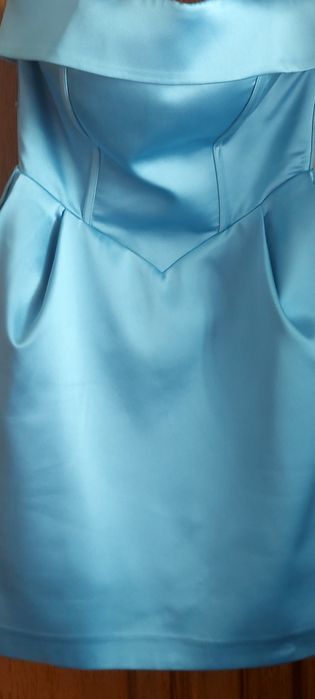 Rochiță de ocazie, din satin, bleu-turcoaze