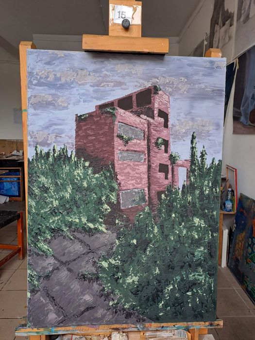 Tablou 50x70 acrilic pasta modelatoare culori contrastante