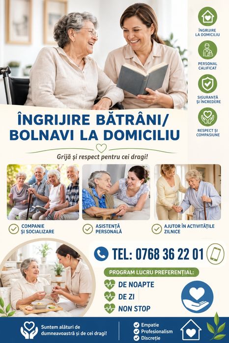 Servicii de ingrijire batrani la domiciliu in București si toata România