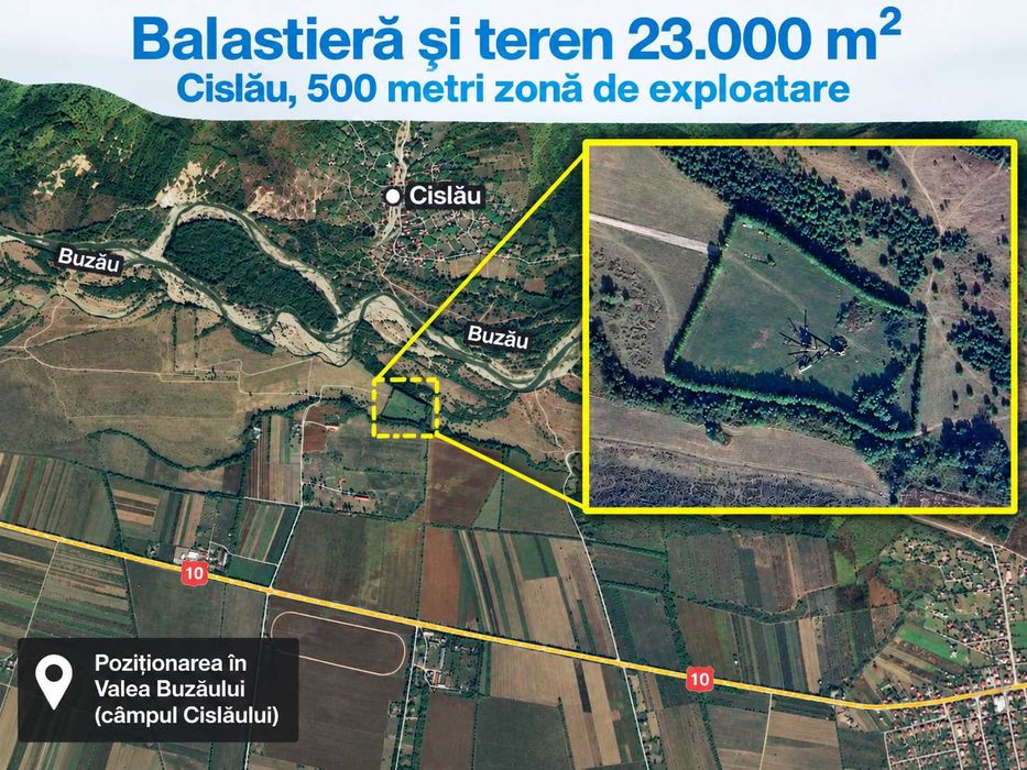 Balastieră cu stație de sortare și teren 23.000 m² – Cislău, Buzău