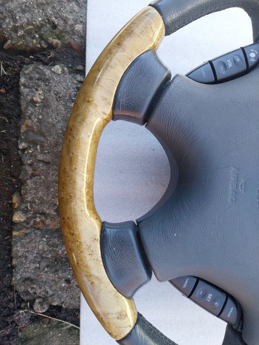 Кожен мултифункционален Махагон(дървен) волан с аербег Ягуар/Jaguar