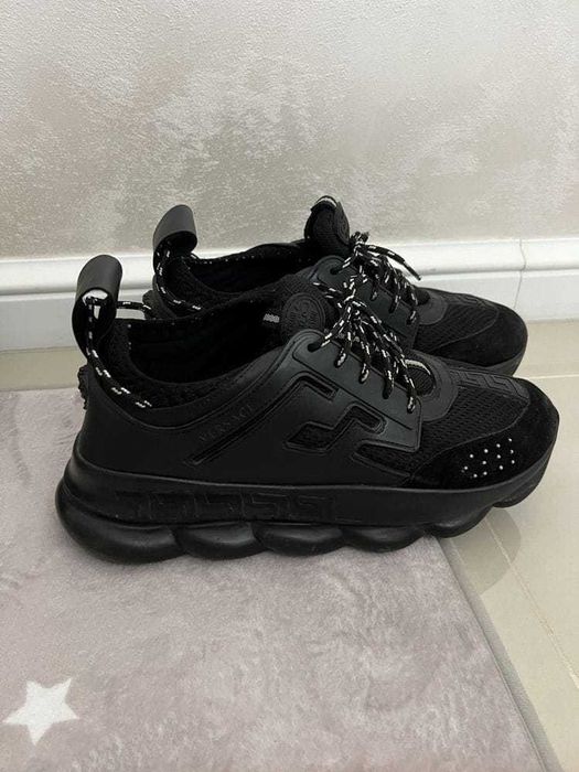 Adidasi Versace Chain Reaction full black dama si barbati