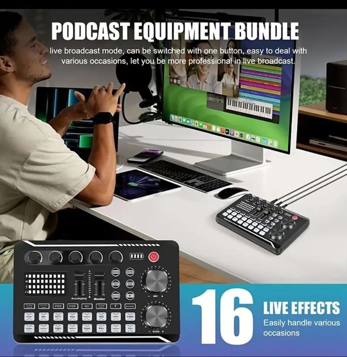 Placa de sunet externa cu 16 efecte de sunet Consola DJ Bluetooth