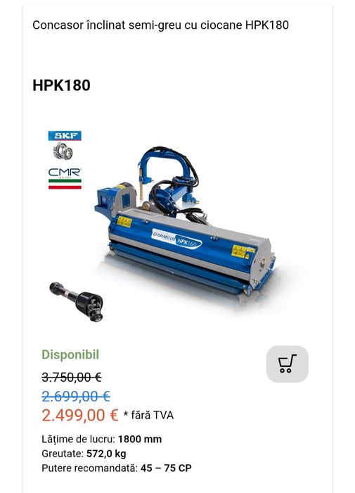 Tocator tocatoare cu brat lateral hidraulic pentru tractor
