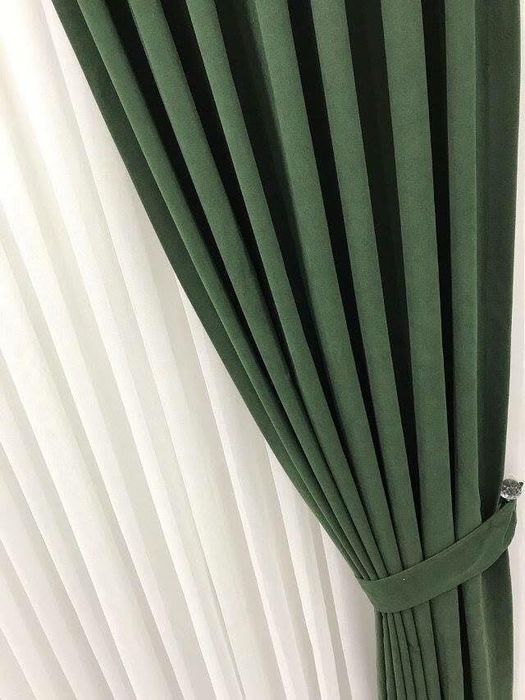Готови плътни завеси - Тъмно зелени