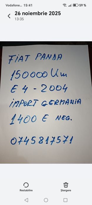 Vand Fiat Panda pret negociabil