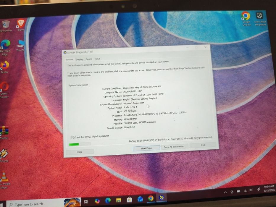 Tableta Microsoft Surface pro 4 cu touchscreen display 2k Windows 10 office