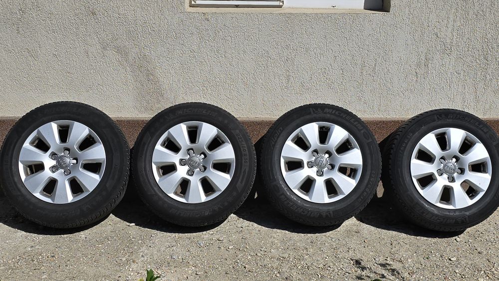 VÂND Set Complet Jante Originale Audi + Anvelope Iarnă Michelin Alpin — 225/60 R16