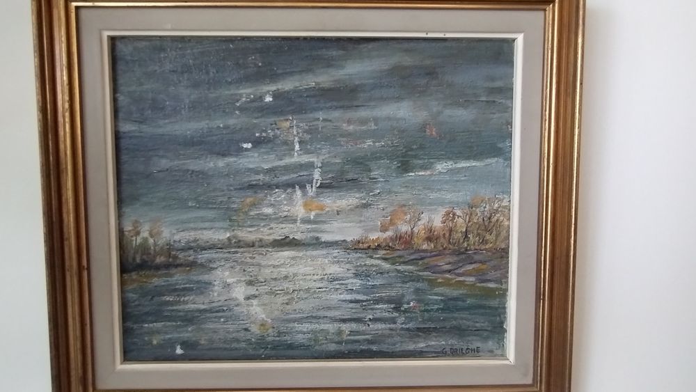 Изключително красива стара картина. Пейзаж. Масло